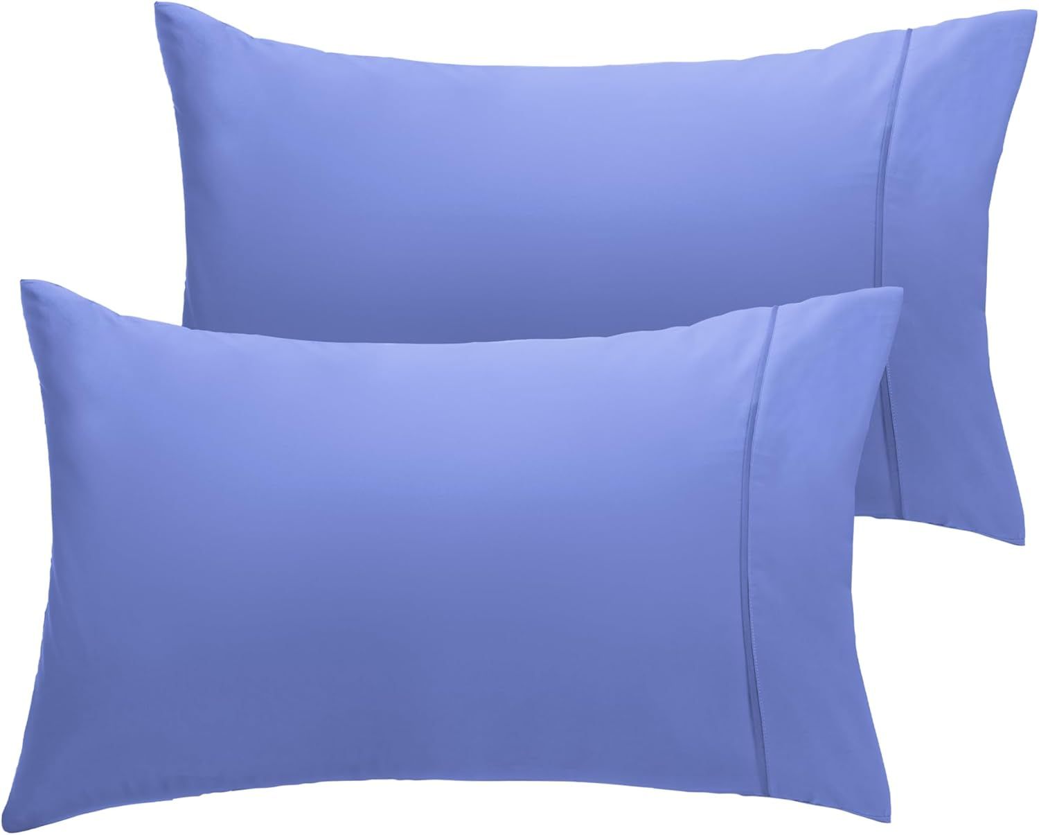 LuxClub 2 PC Violet Blue King Performance Microfiber Solid Pillowcase Set