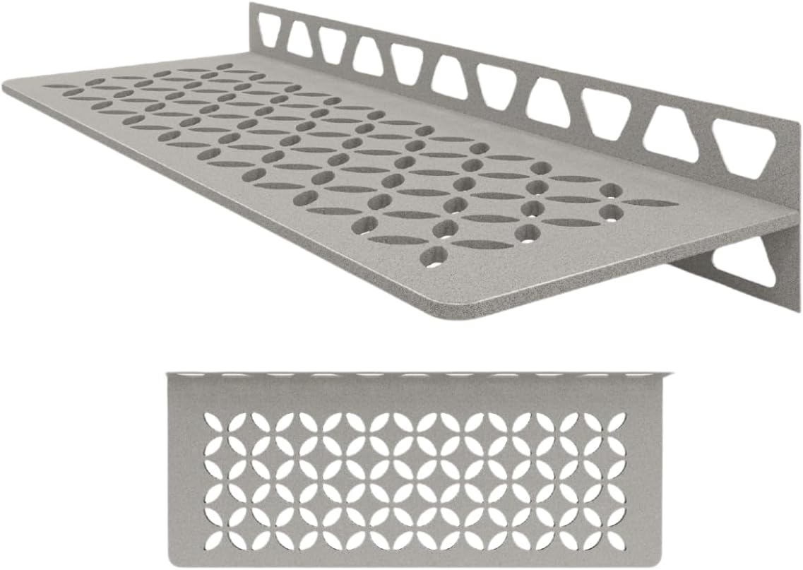 Systems Wall Shelf-W - Floral Design -Stone Grey - (SWS1D5TSSG) Kerdi-Line Shower Accessory