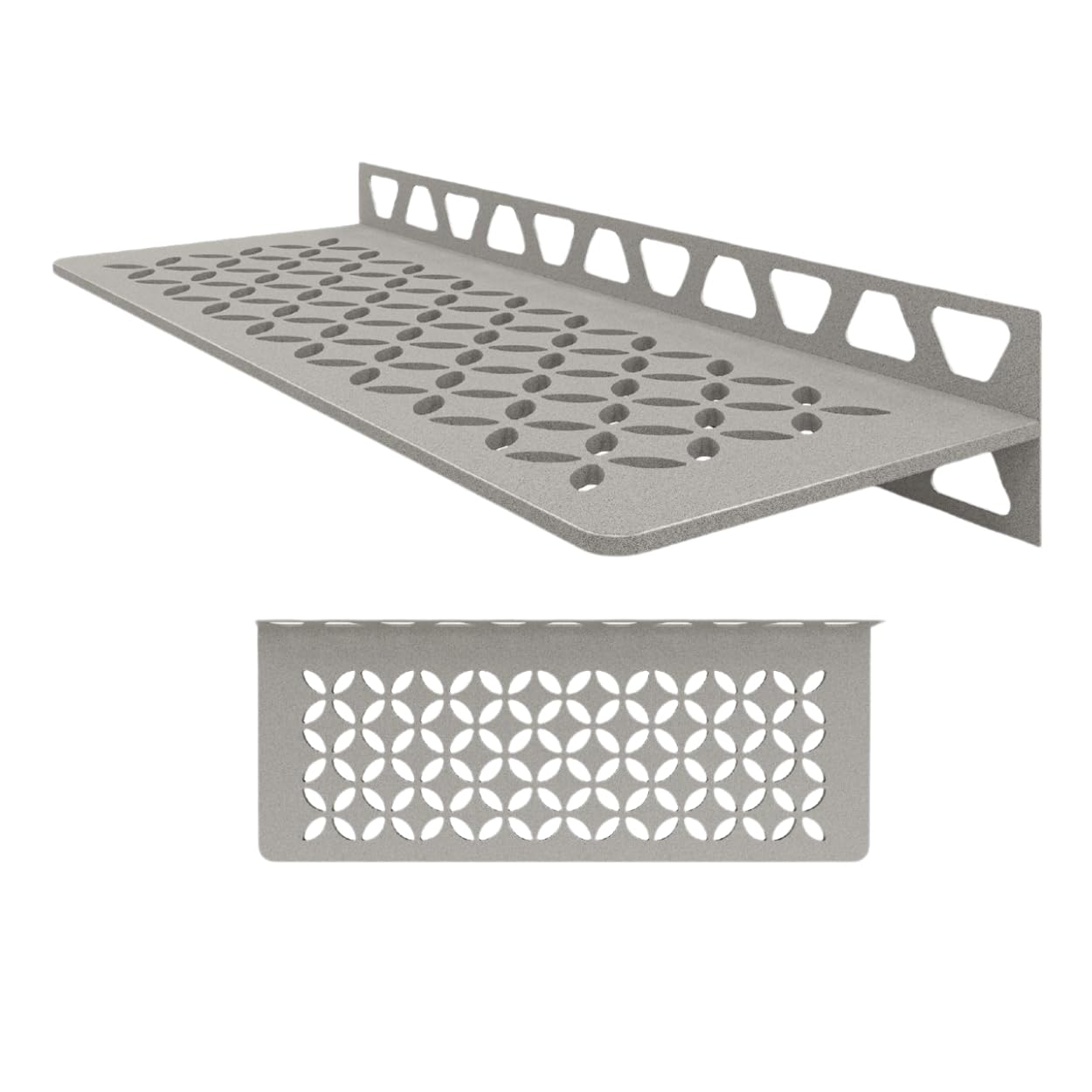 Systems Wall Shelf-W - Floral Design -Stone Grey - (SWS1D5TSSG) Kerdi-Line Shower Accessory