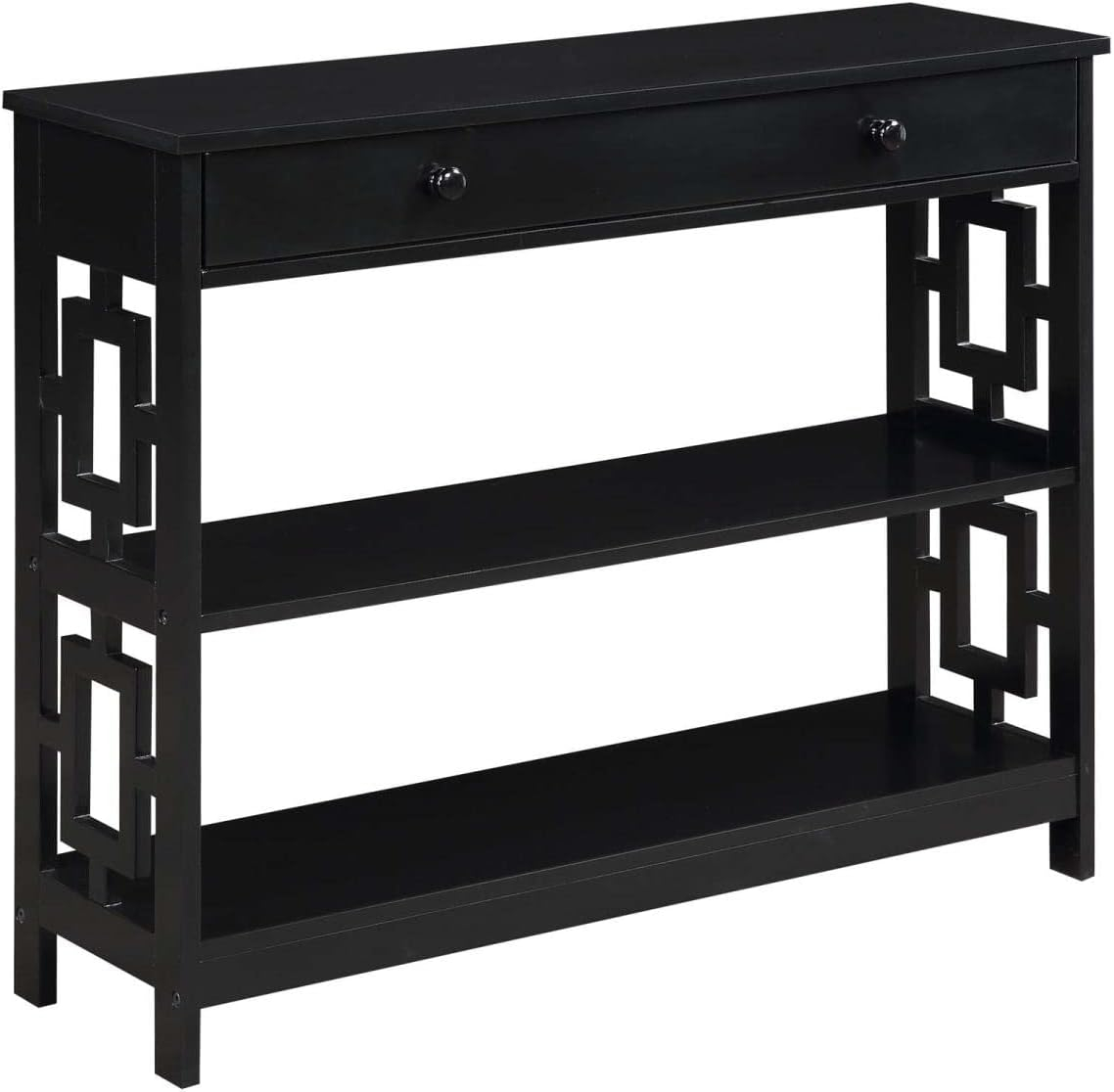 Convenience Concepts Town Square One-Drawer Console Table in Black Wood Finish
