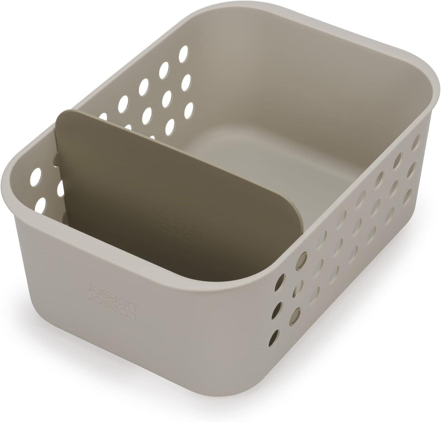 Joseph Joseph EasyStore - Bathroom essentials Storage Basket Organiser with Moveable Divider, Ecru, Large