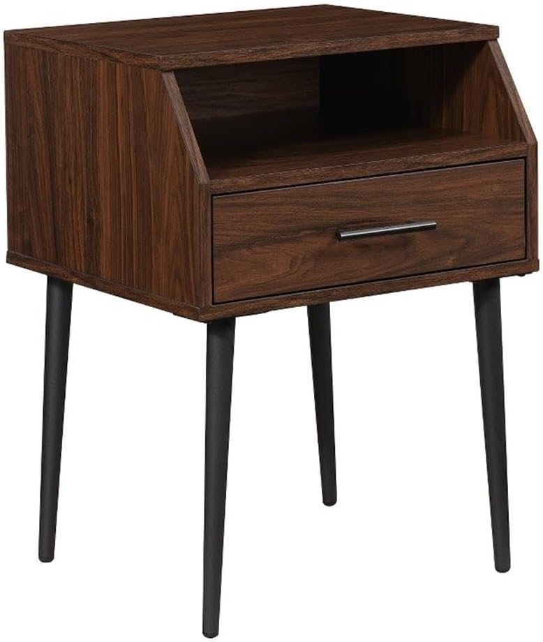 42" 2-Drawer Wood Coffee Table with Hairpin Legs - Dark Walnut/ Black