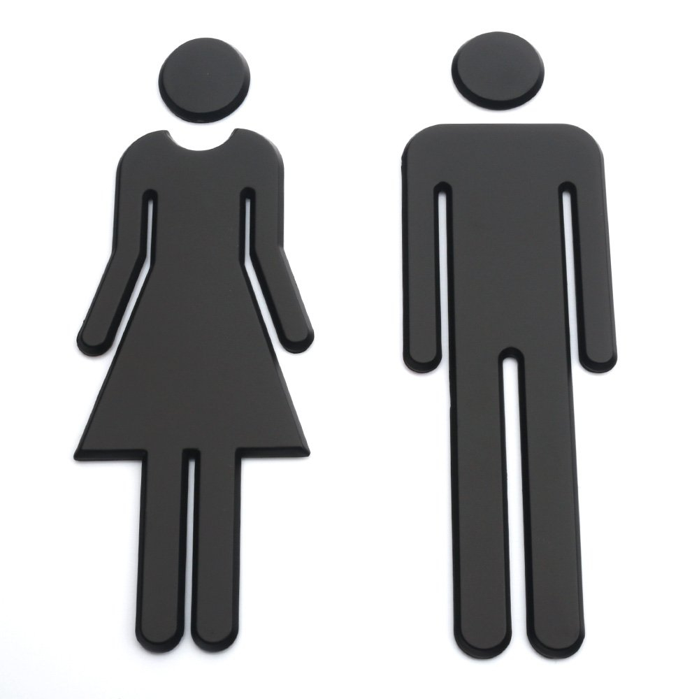Uxcell Bathroom Sign, Acrylic Restroom Men's and Women's Gender Sign, Black 1 Set