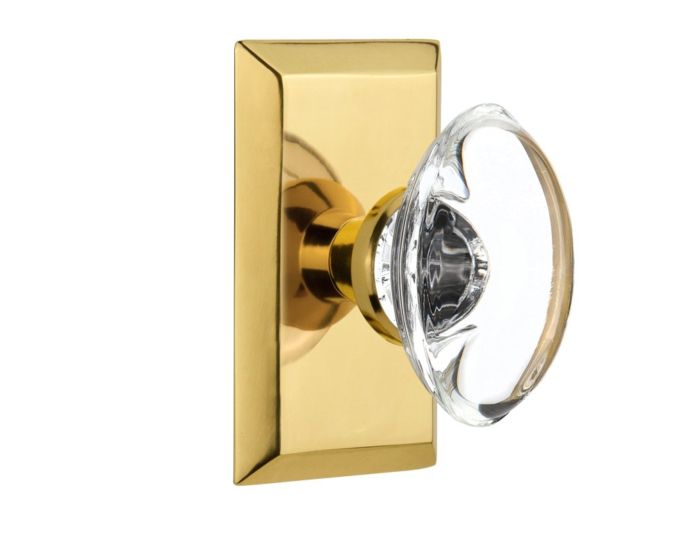 Studio Plate with Oval Clear Crystal Door Knob