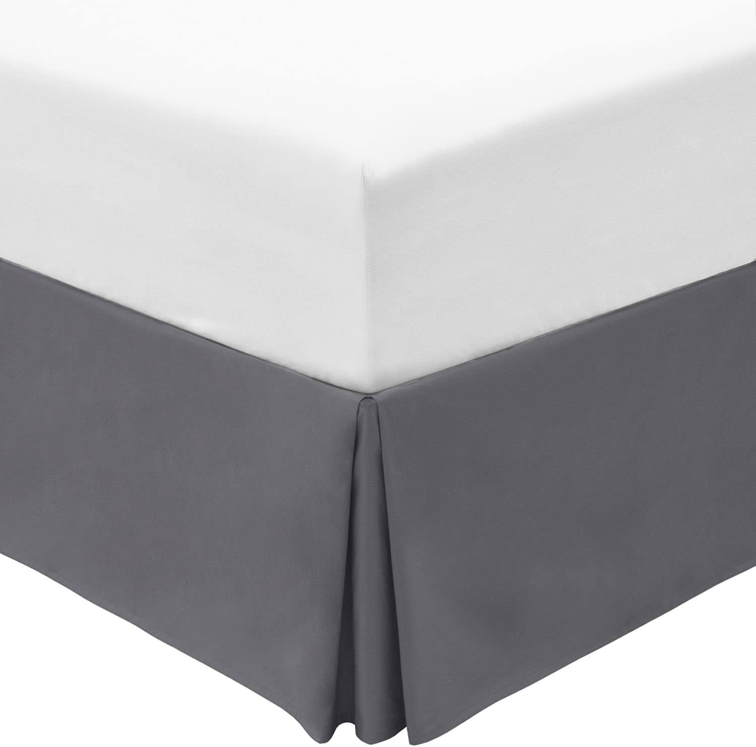 Mellanni Iconic Collection Pleated Microfiber Bed Skirt 15" Drop, King, Gray