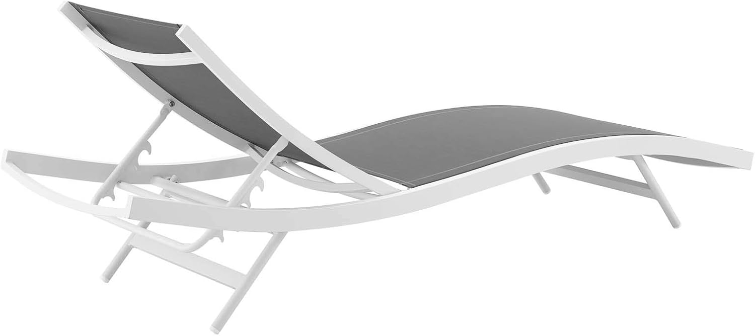 Modway Glimpse Reclining Aluminum Outdoor Chaise Lounge in White Gray