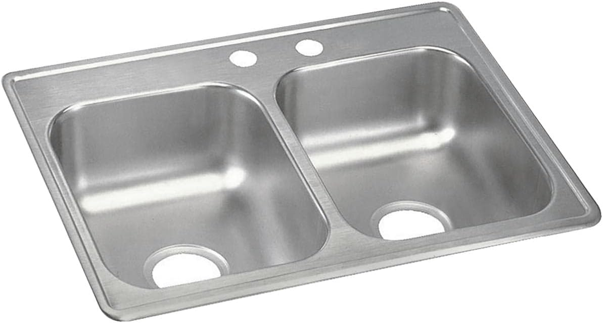 25" x 19" Stainless Steel Double Bowl Drop-In Sink