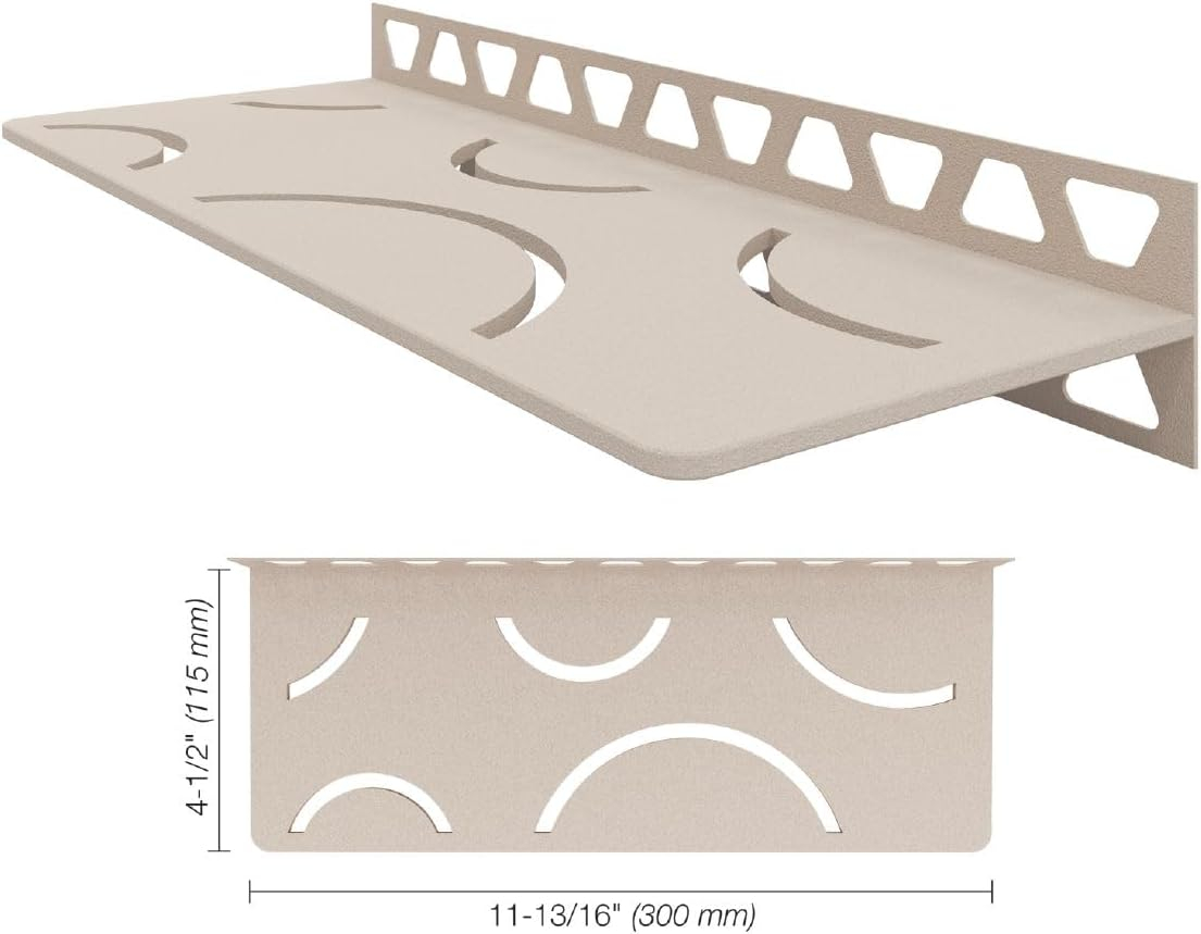 Schluter Rectangular Shelf for Tiled Walls - 4mm Thick, Curve Design, Aluminum Material, Cream Finish - SWS1D6TSC