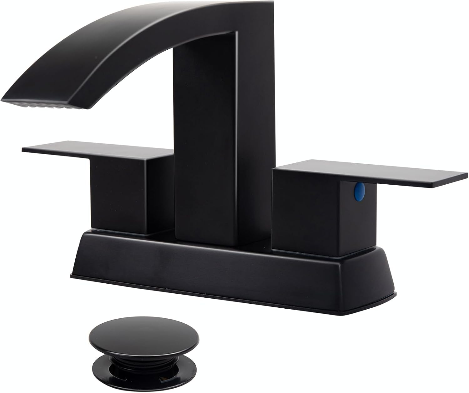 Matt Black Bathroom Sink Faucet 4 inch Bathroom Faucets for Sink 2-Handle Faucet with Pop-up Drain Vanity Faucet Modern