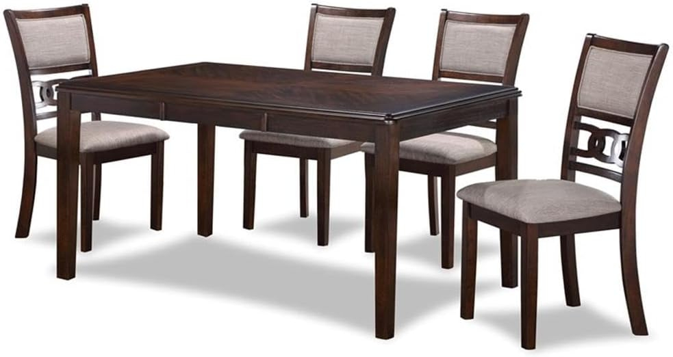 New Classic Gia 60" 5-Piece Rectangular Wood Dining Set with 4 Chairs in Cherry