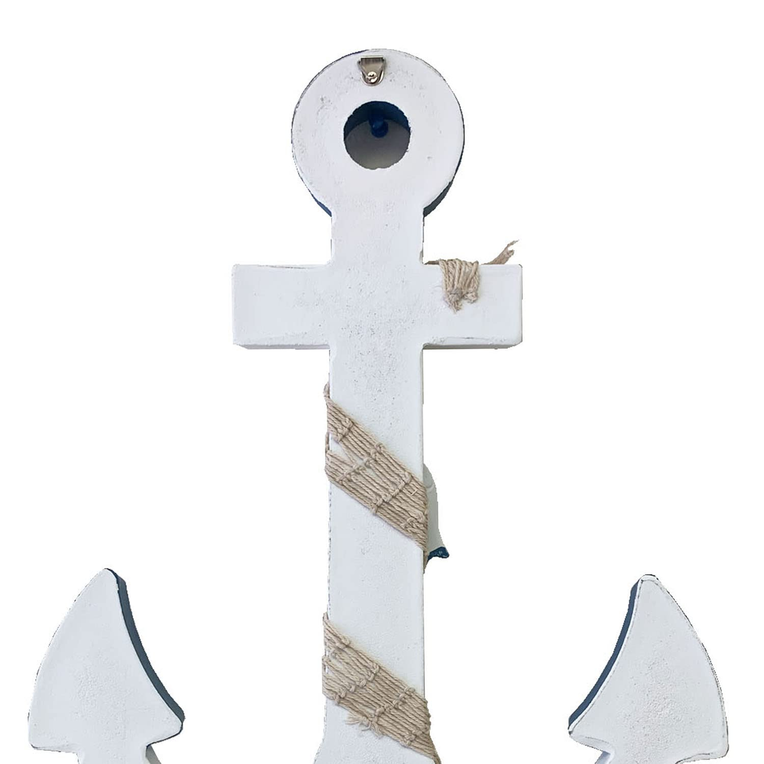 Grace Home Wooden Decorative Anchor with Rope and Crossbar, Wood Nautical Decor Anchor Wall Hanging Ornament Plaque, 18’’H