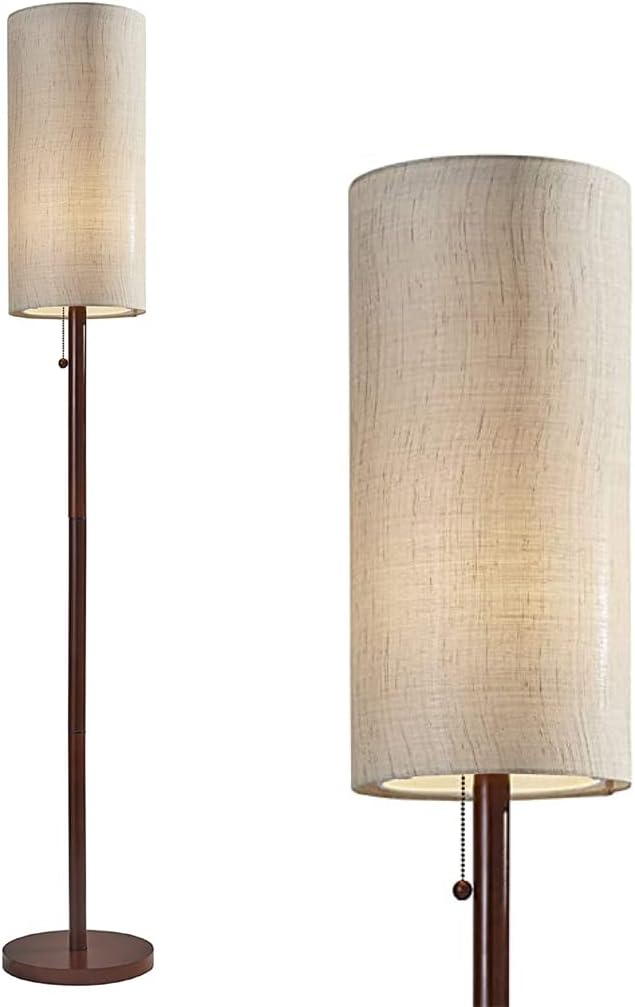 Adesso Hamptons Floor Lamp with a Wooden Base and Walnut Color Finish