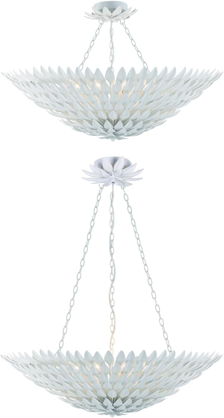 519-MT_CEILING-Crystorama Lighting-Broche - Eight Light Pendant in Traditional and Contemporary Style - 30 Inches Wide by 12 Inches High-Matte White