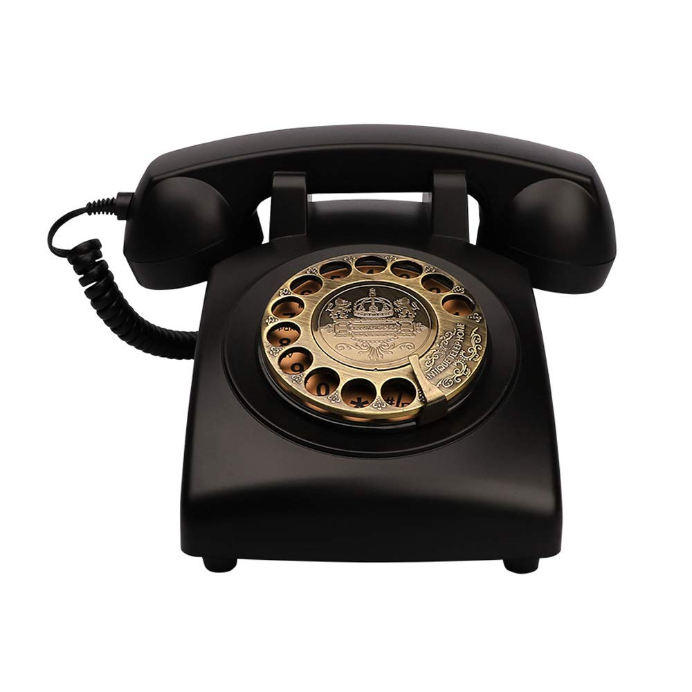 TelPal Vintage Rotary Dial Corded Phone, Black