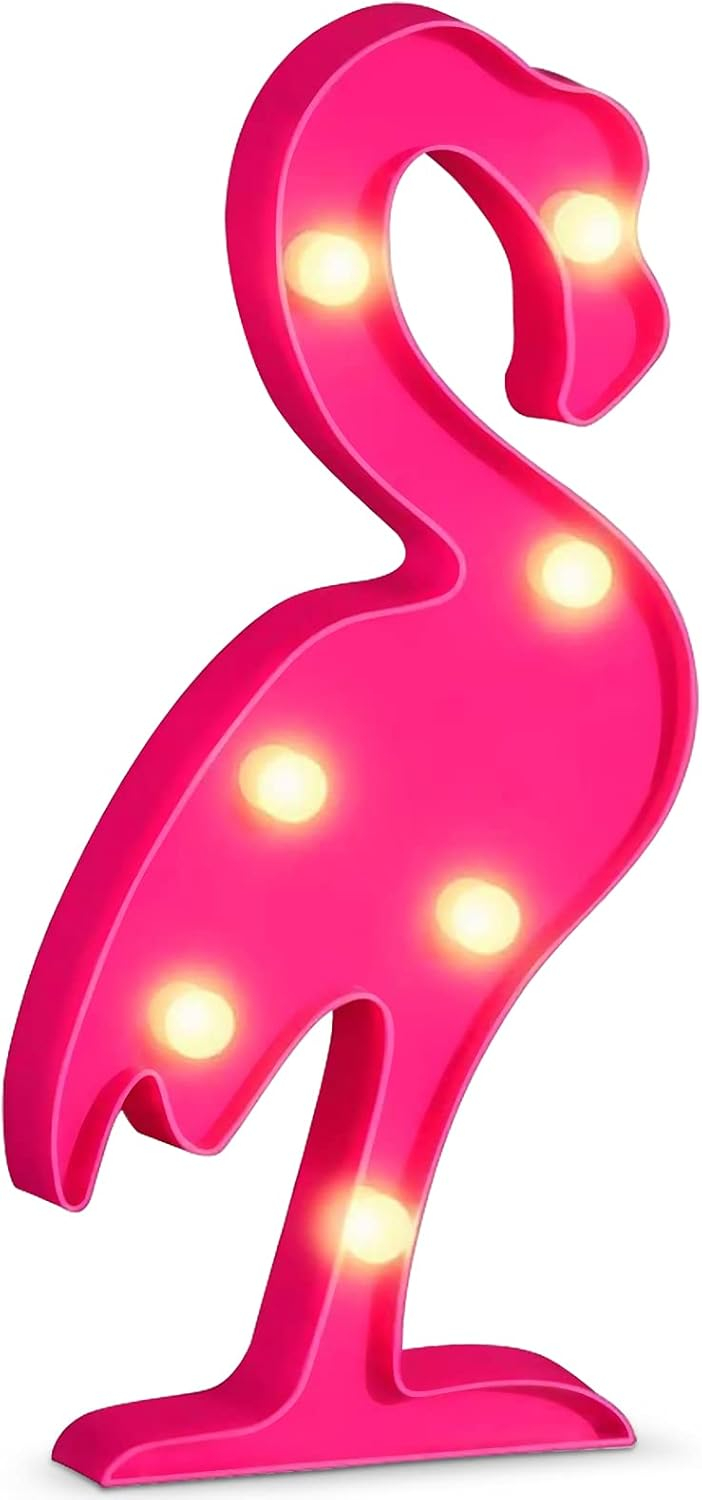 YiaMia Flamingo LED Light Flamingos Pink Night Lamp Romantic Battery Powered Marquee Flamingo Table Lights for Home Wall Kid's Room Birthday Party Decorations Valentina Christmas Gift