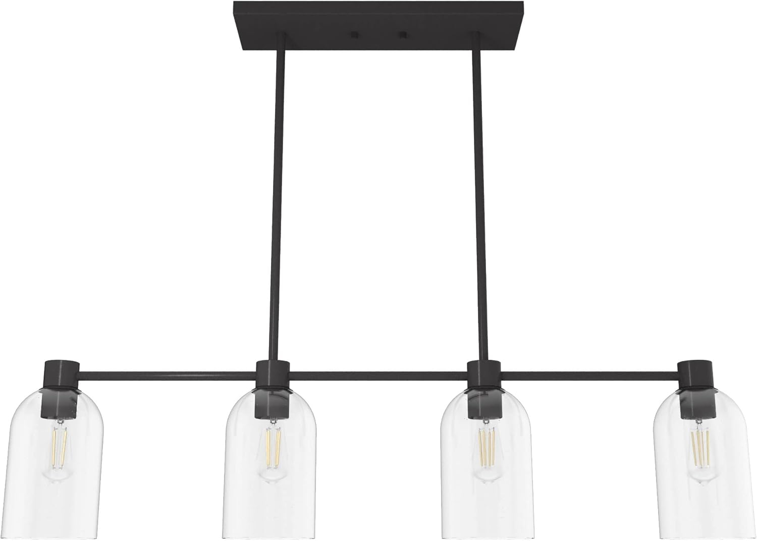 Hunter - Lochemeade 4-light Noble Bronze, Large Chandelier, Dimmable, Linear Shaped, for Bedrooms, Kitchens, Dining, Living Rooms - 19720
