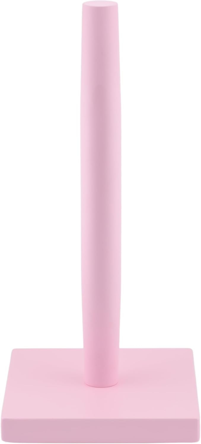 House Perfect Pink Paper Towel Holder – Wood Paper Towel Holder Stand – Great for Kitchen Counters & Bathrooms – Suits Paper Towel Rolls & Reusable Kitchen Towels…