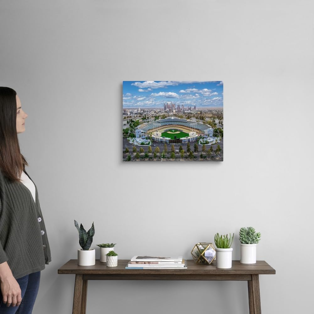 CANVAS ON DEMAND Los Angeles Dodger Stadium Canvas Wall Art Print by Copterpilot Photography, Fine Art Photography, Home Decor, Baseball Artwork, 20"x16"