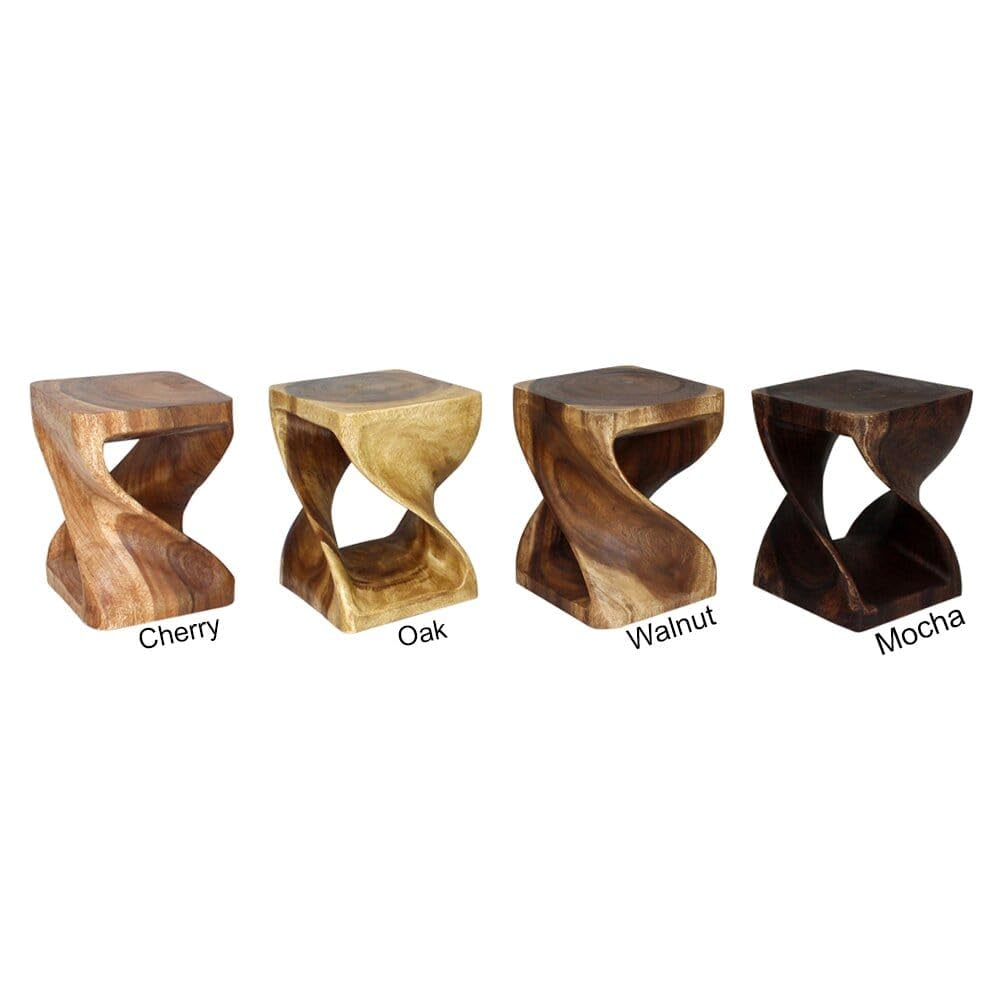 Haussmann® Wood Twist End Table 15 x 15 x 20 inch High Walnut Oil