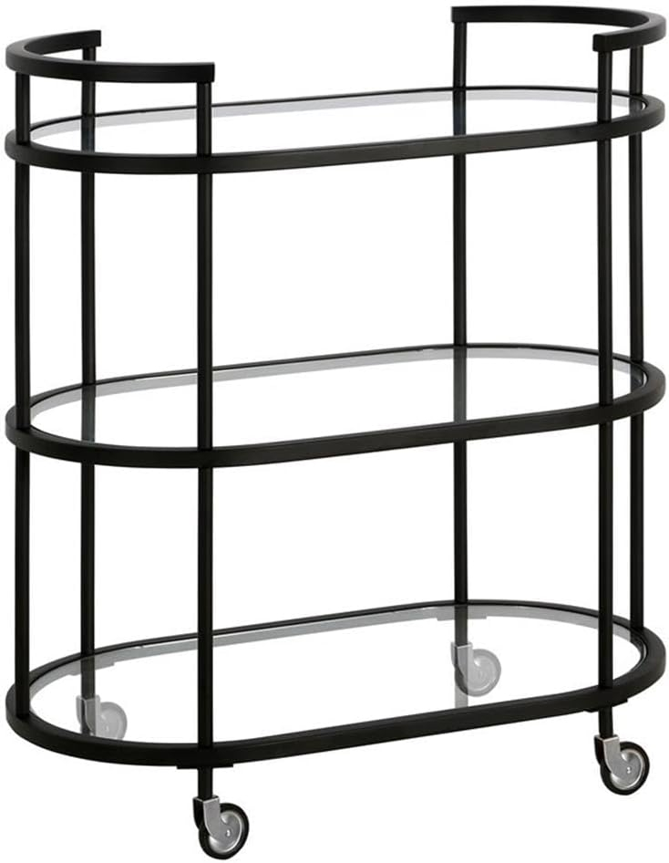 Henn&Hart 30" Blackened Bronze Metal/Glass Bar Cart
