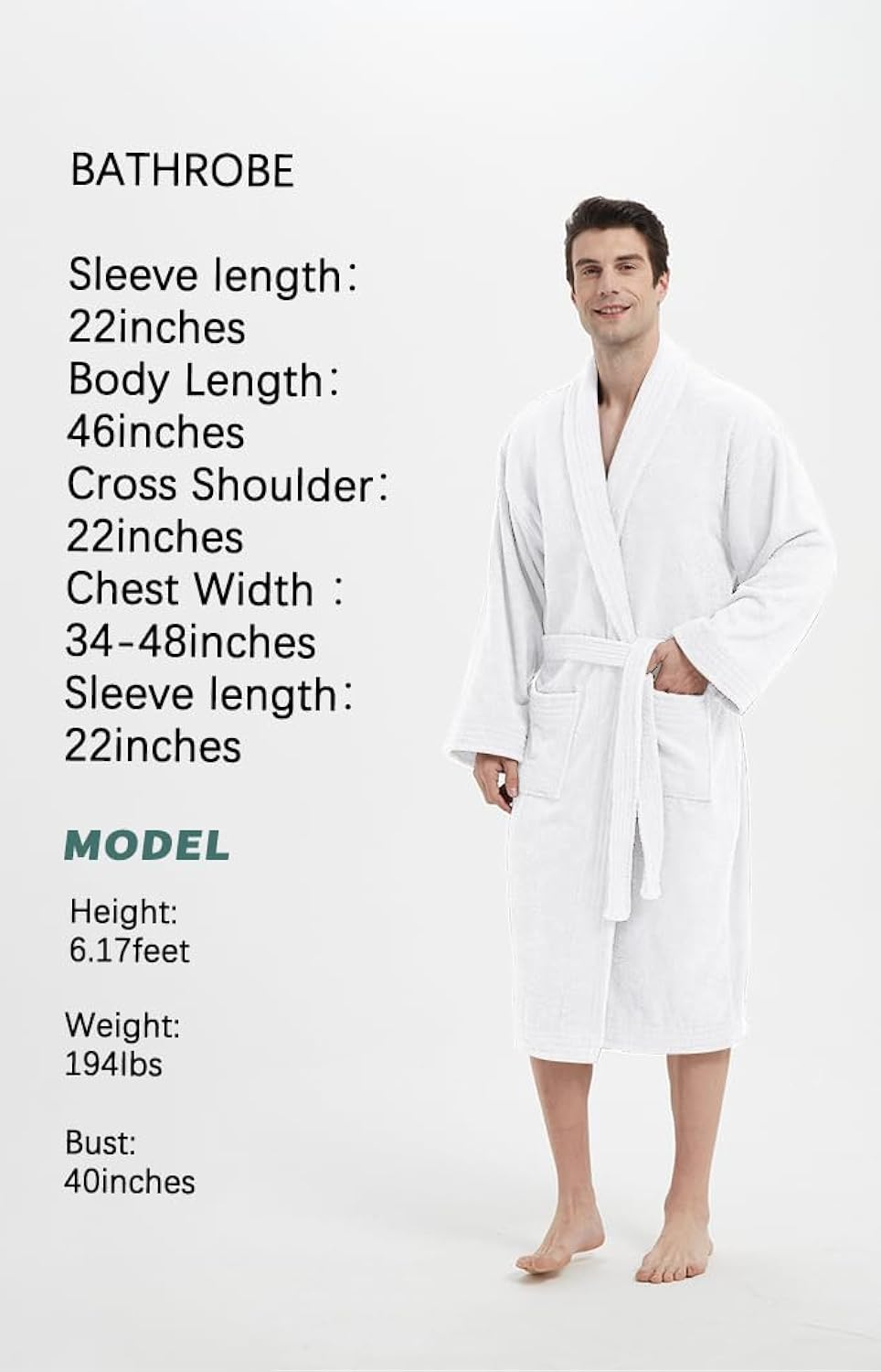 Ramesses Bathrobe Mens,Premium Thick Terry Cloth Bathrobe,Towel Bath robe Long–Staple Combed Men's Cotton Robe