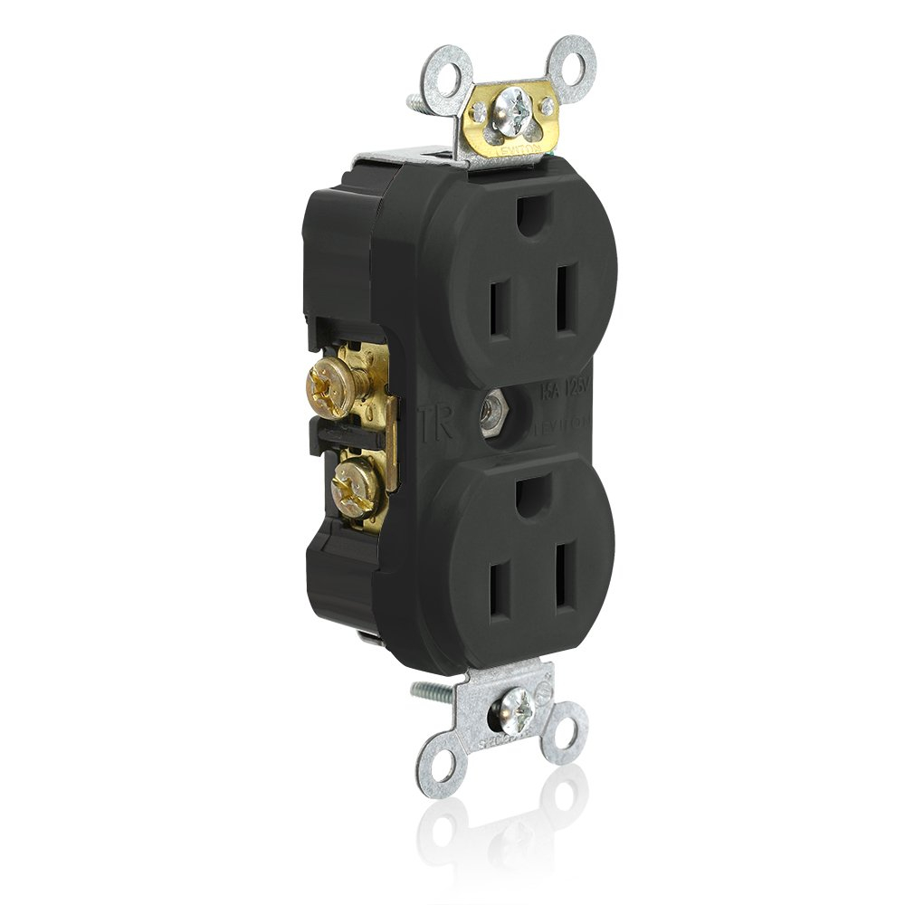 Black Tamper Resistant Duplex Receptacle, 15-Amp, 125-Volt