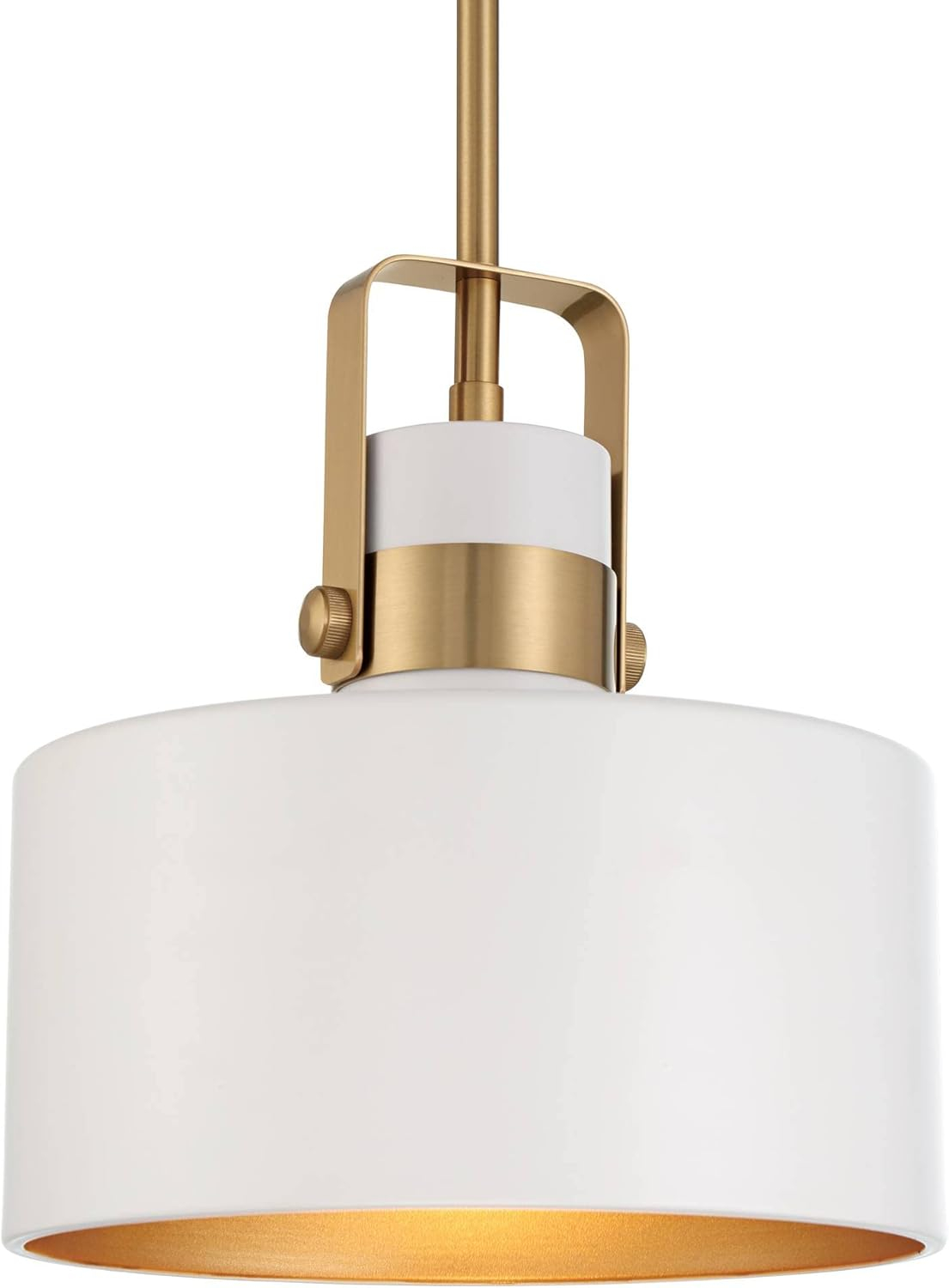 Soft Gold and Matte White Mini Drum Pendant Light