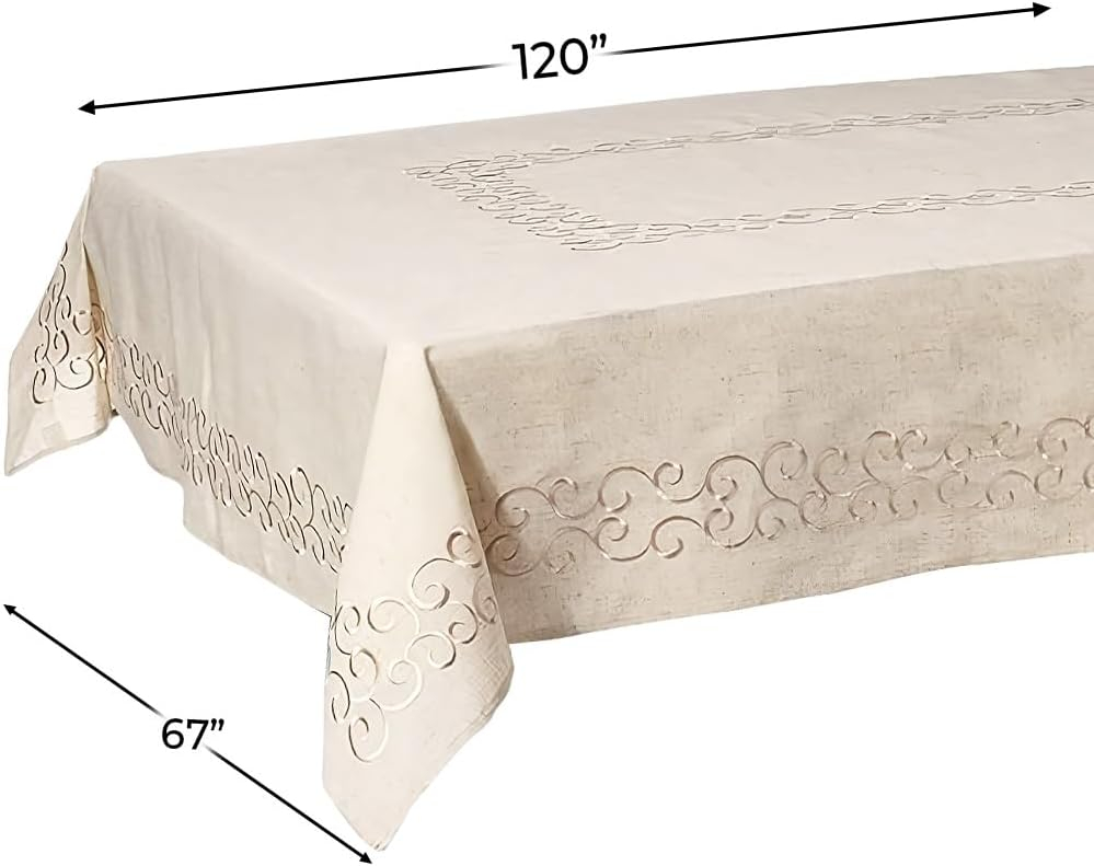 Saro Lifestyle Delicate Embroidered Design Tablecloth