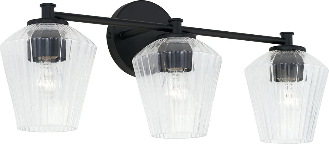 Aged Brass and Clear Glass 3-Light Vanity Fixture