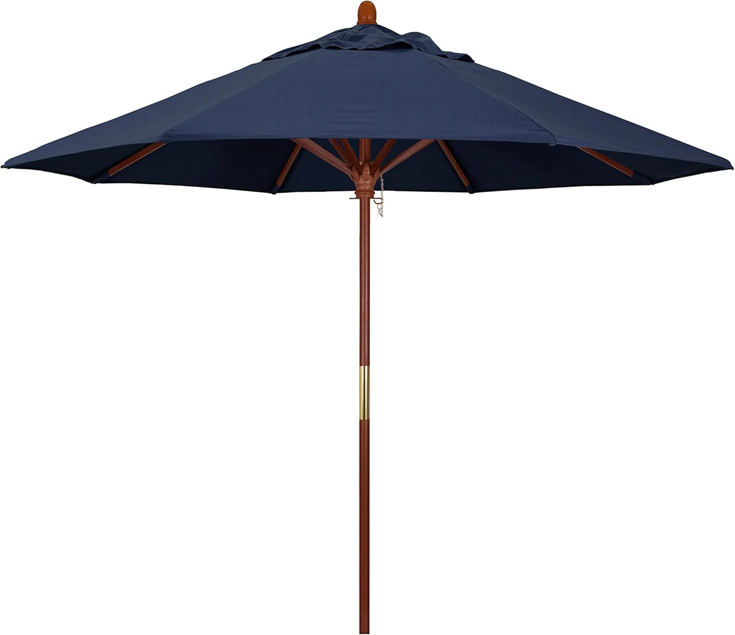 7.5' Navy Blue Octagon Market Patio Umbrella with Wooden Pole