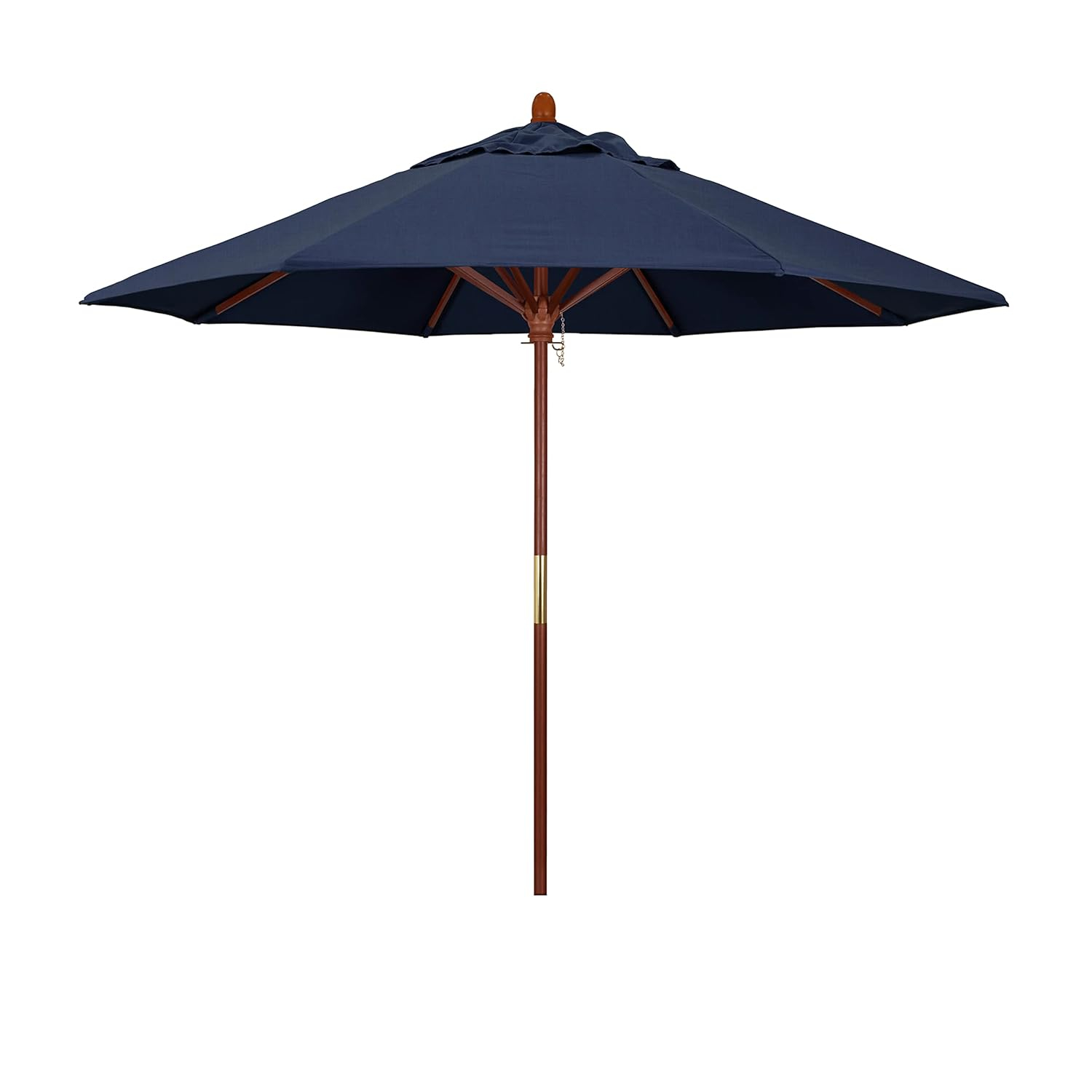 7.5' Navy Blue Octagon Market Patio Umbrella with Wooden Pole