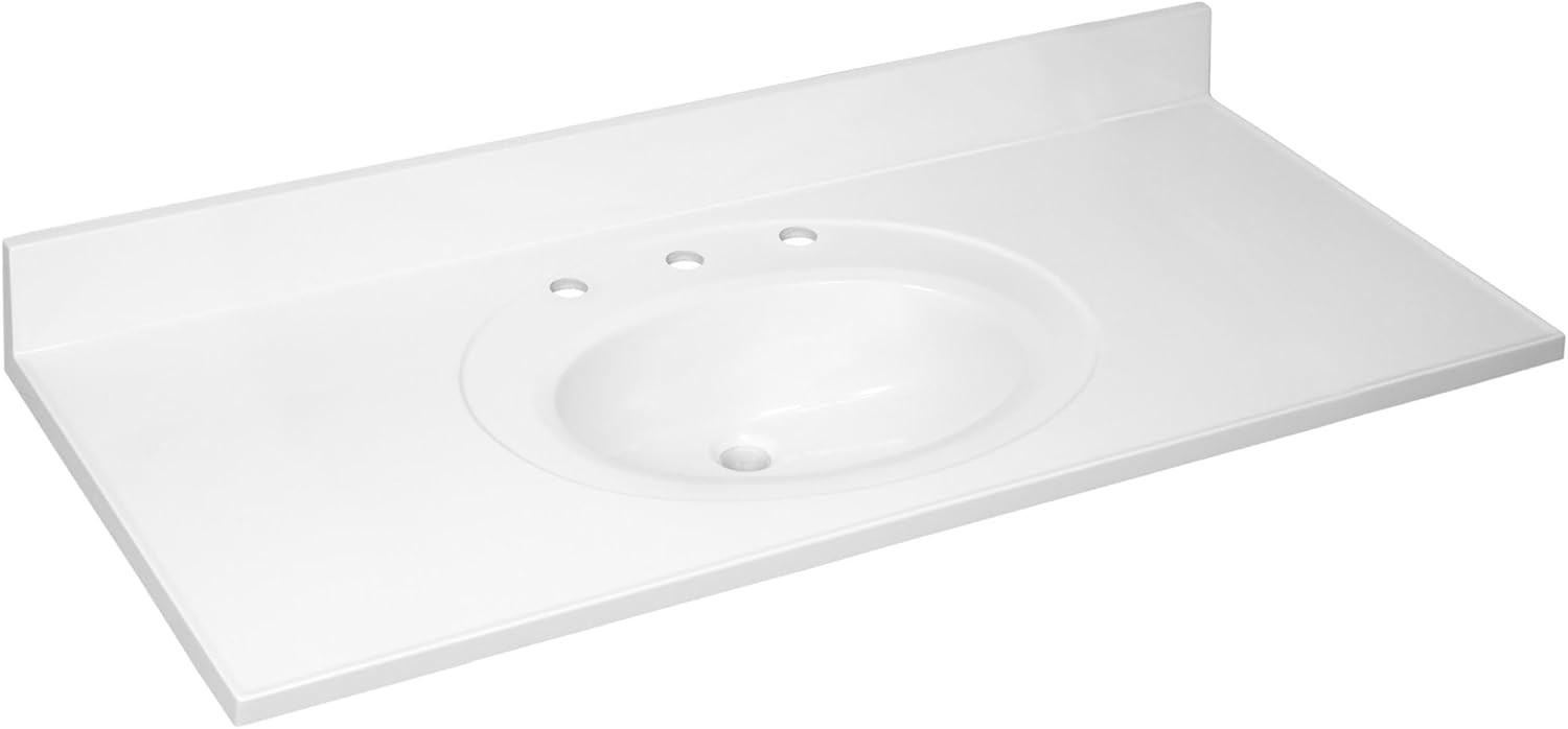 49-inch Cultured Marble Vanity Top with Backsplash, Improved Package, White – Design House, 586388