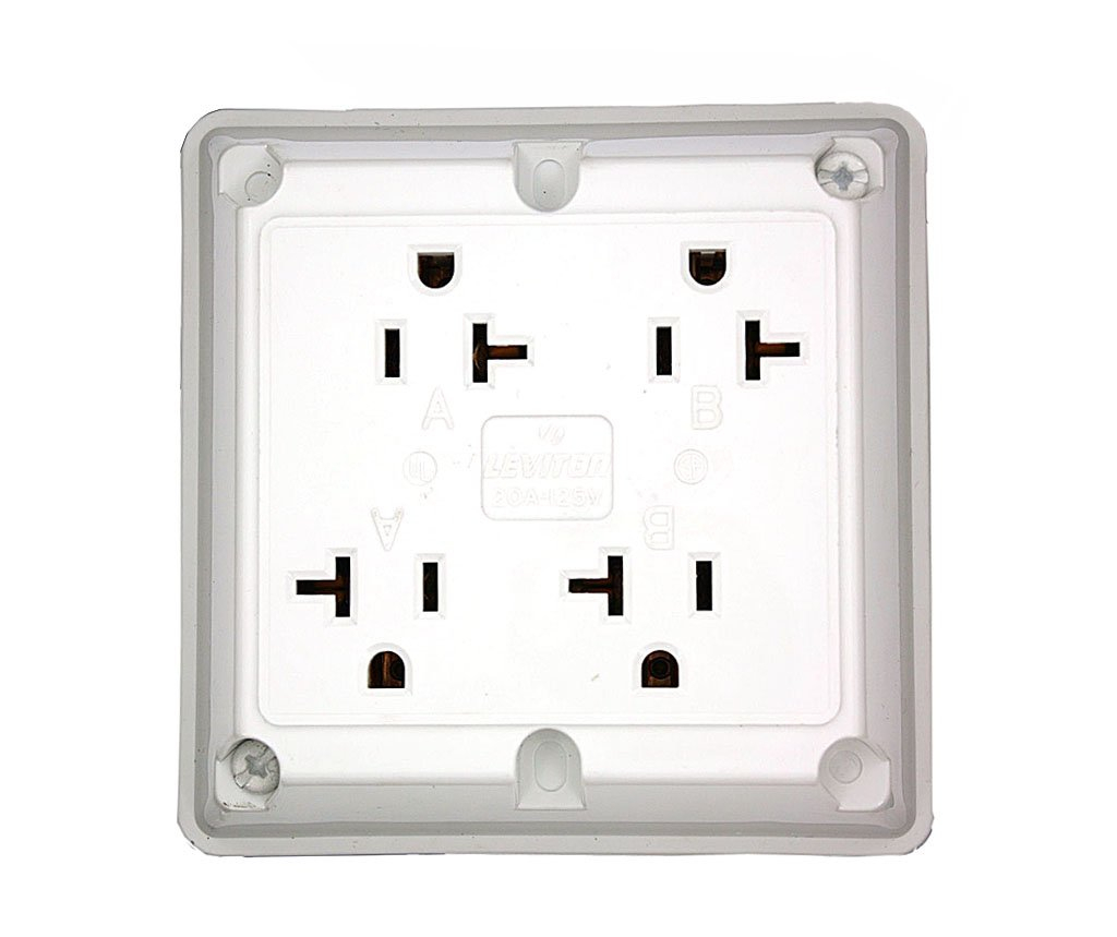 Leviton 21254-W 4-In-1 Quad Receptacle Industrial Grade 5-20R 20A 125V - White