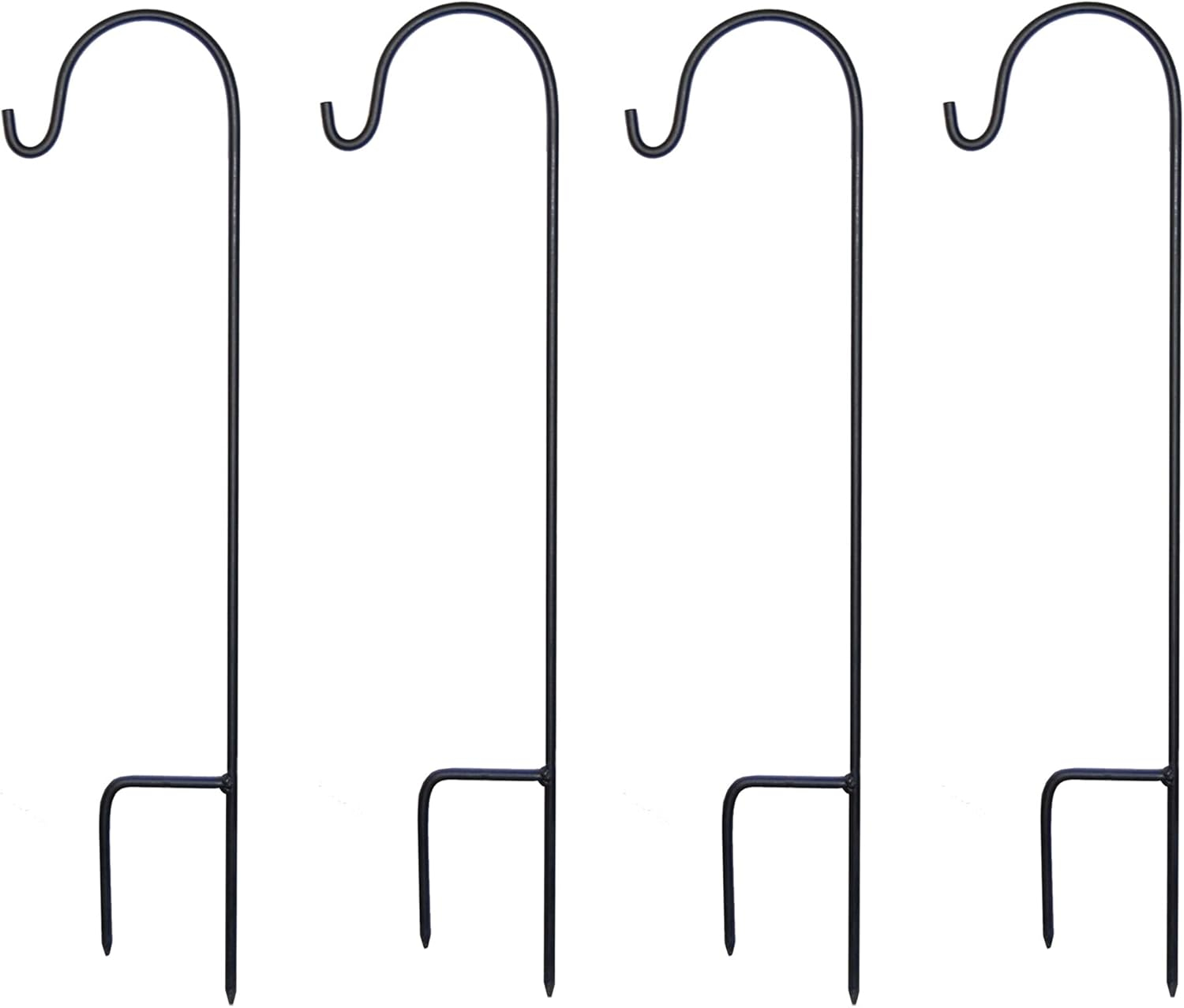 Black Powder-Coated Steel 18" Shepherd's Hooks - Set of 4