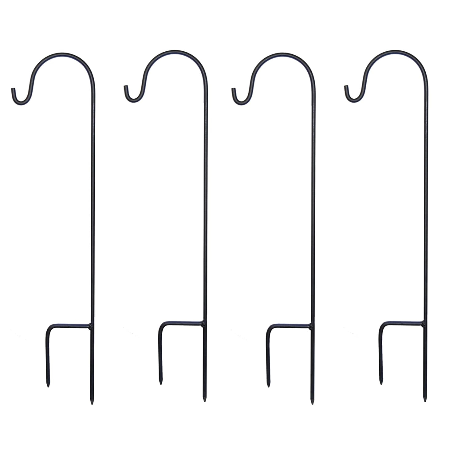 Black Powder-Coated Steel 18" Shepherd's Hooks - Set of 4