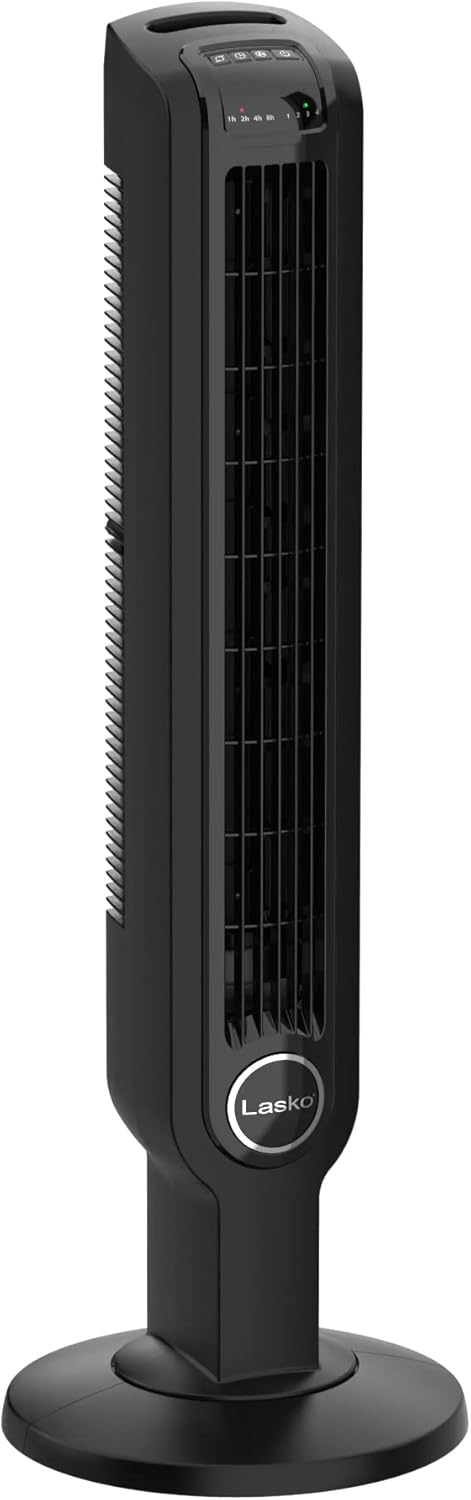 Lasko 36" 4-Speed Oscillating Remote Controlled Tower Fan with Timer, Black, T36511, New