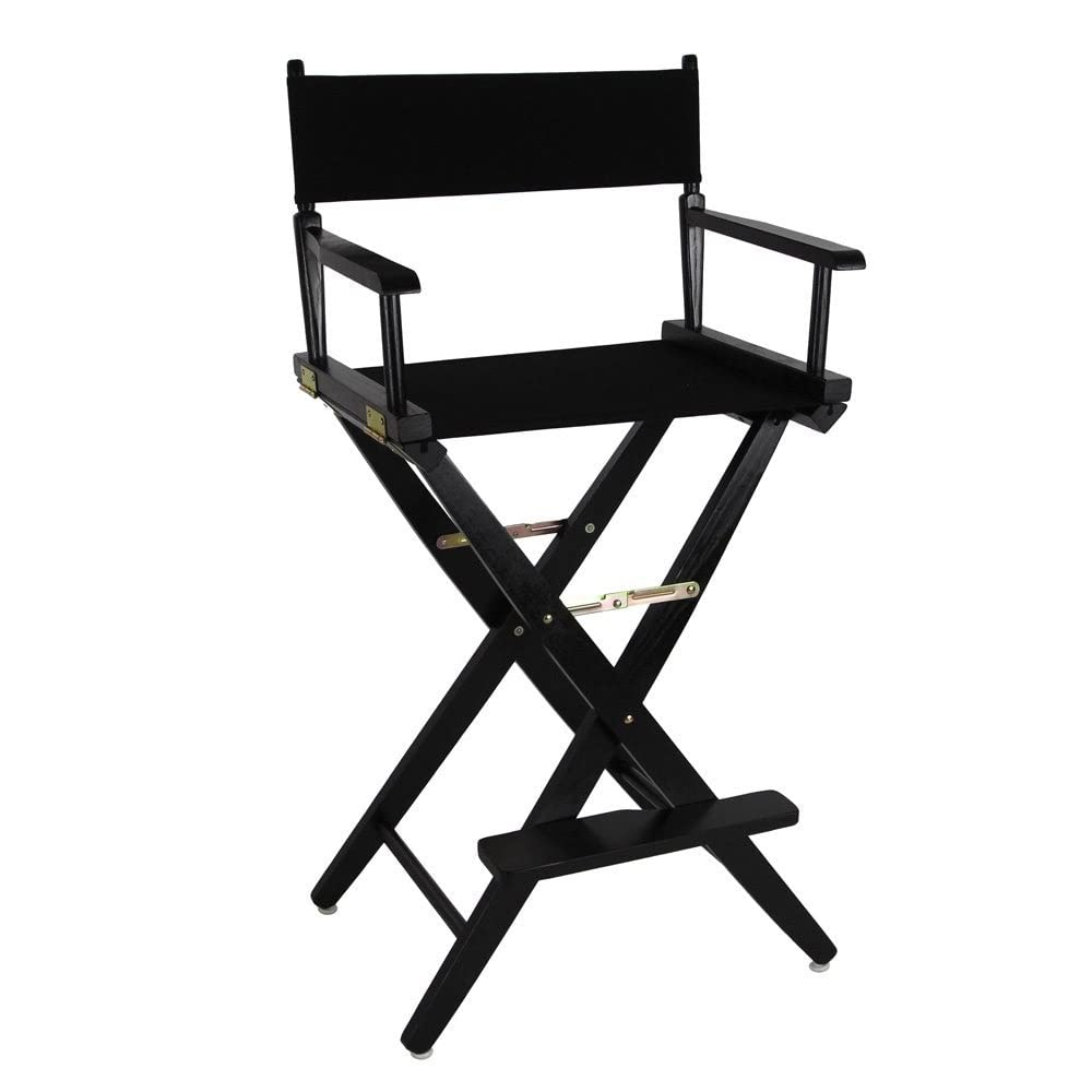 206-32-032-15 30 in. Extra-Wide Premium Directors Chair, Black Frame with Black Color Cover