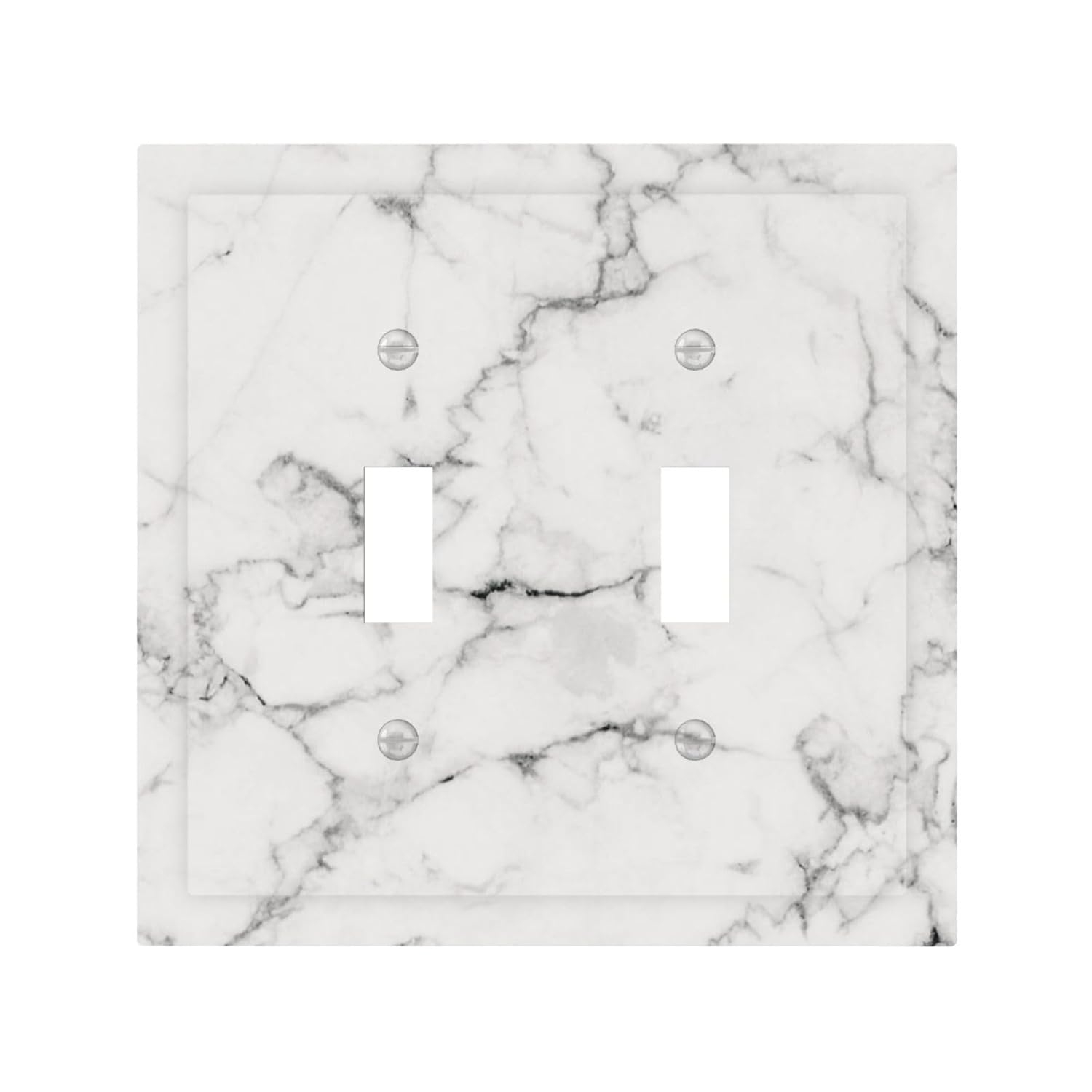 Graphics Wallplates - White Grey Marble Background Print - Double Toggle Wall Plate Cover