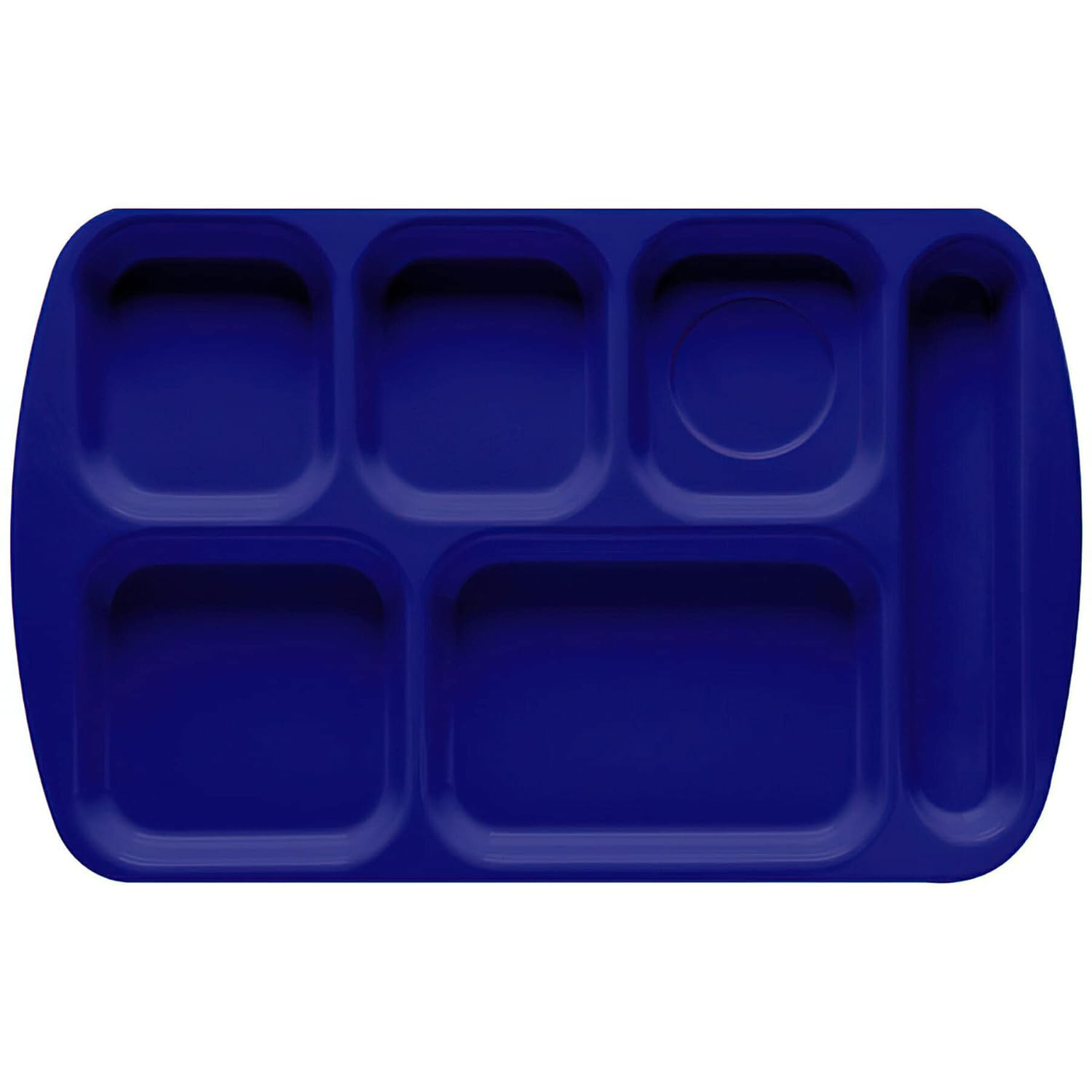 G.E.T. 6 Compartment School Cafeteria Tray, Right Handed, 10" x 15", Navy Blue (12 Pack)