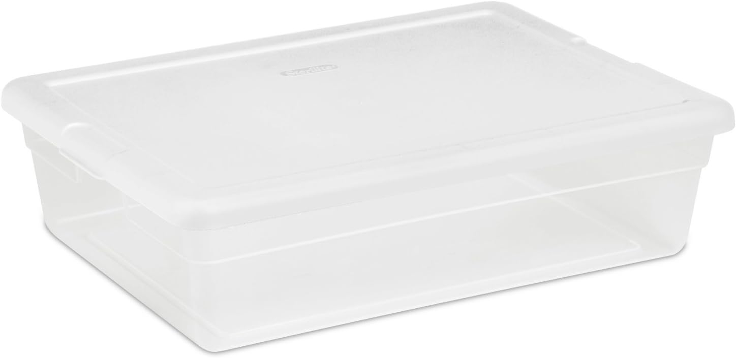 Sterilite 28 Quart Clear Bin Storage Box Tote Container w/ White Lid