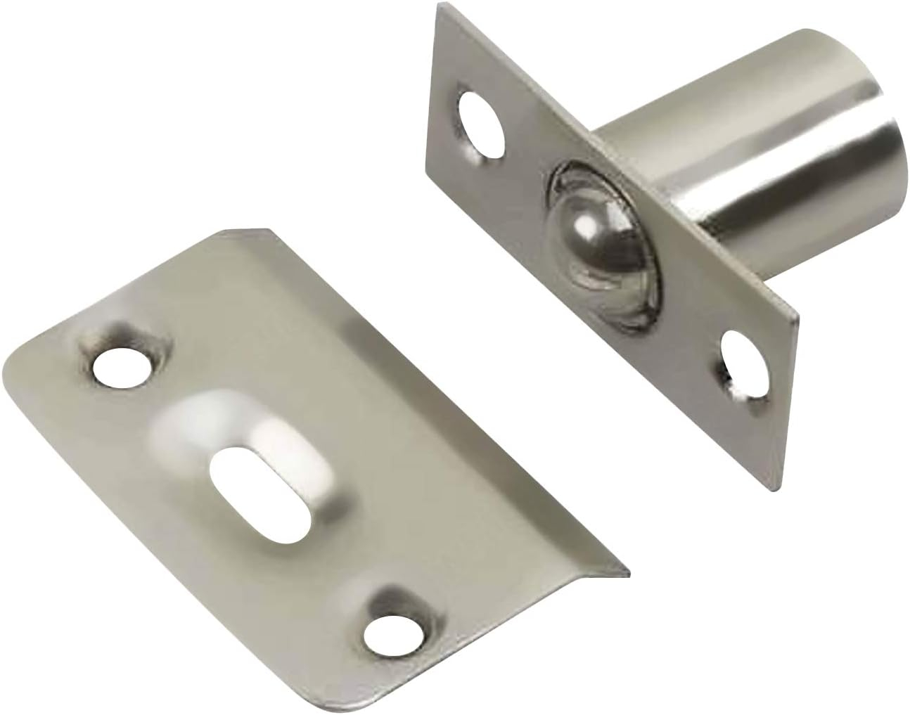 2 Pack Rok Hardware Brushed Nickel Adjustable Large Closet Cabinet Ball Catch Latch with Radius Corners and Strike, ROKBCBN