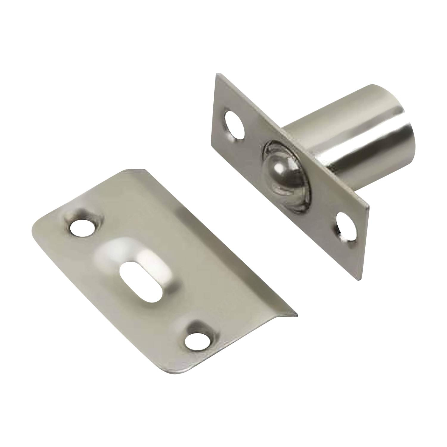 2 Pack Rok Hardware Brushed Nickel Adjustable Large Closet Cabinet Ball Catch Latch with Radius Corners and Strike, ROKBCBN