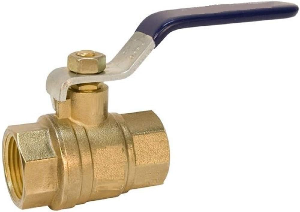 EZ-FLUID Plumbing 3/4" NPT Female Threaded IPS Ball Valve Full Port Water Stop Shut Off,Heavy Duty Lead Free Brass,Quarter Turn,Blue Handle (1-Pack)