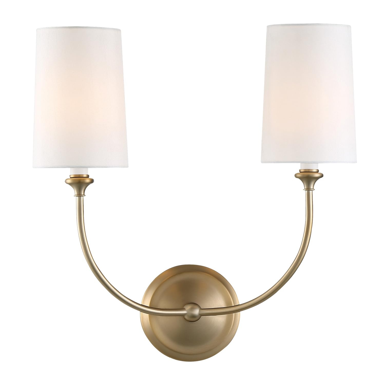 Sylvan Vibrant Gold Brass 2-Light Dimmable Sconce with Silk Shade