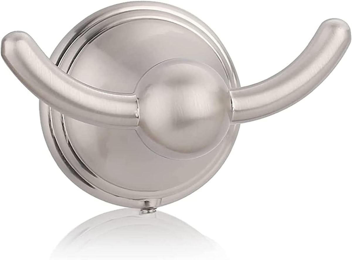 FILTA Bathroom Towel Hooks, Brushed Nickel Robe & Towel Hooks for Wall Mounted, Traditional Towel and Robe Hooks for Hanging Towels, Bath Towel Holder for Shower(2 Pack)