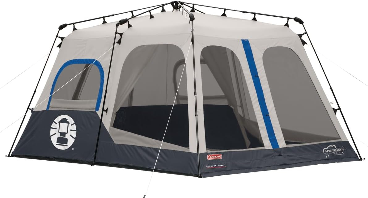 Coleman Instant Tent with 1-Minute Setup, 4/6/8/10 Person Tent with Pre-Attached Poles, Air Vent, & Carry Bag