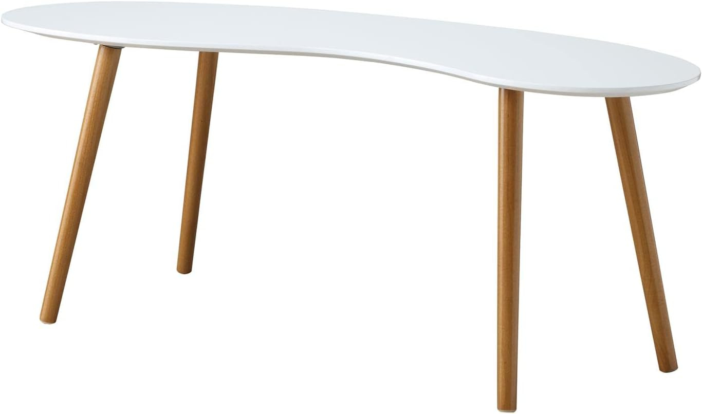 Convenience Concepts Oslo Bean-Shaped Coffee Table in Glossy White Wood Finish