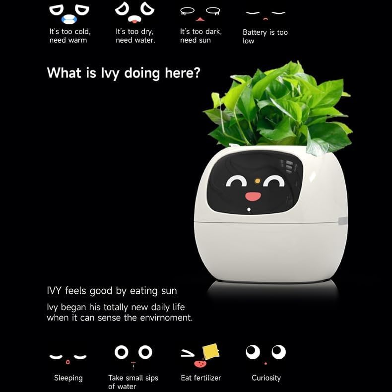 Green Intelligent Apple-Shaped AI Plant Pot with Sensors