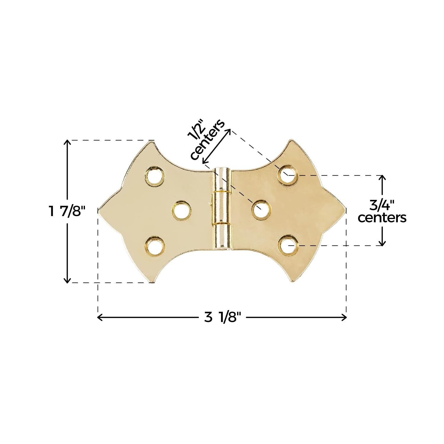 Brass Butterfly Hinge | Pack of 2 | Cabinet, Cupboard Door, Trunk, Box | Vintage Furniture Hardware | BH10-SB (1)