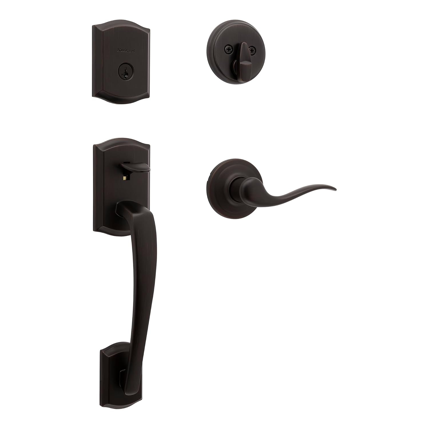 Kwikset Prescott Venetian Bronze Entry Handleset 1-3/4 in.